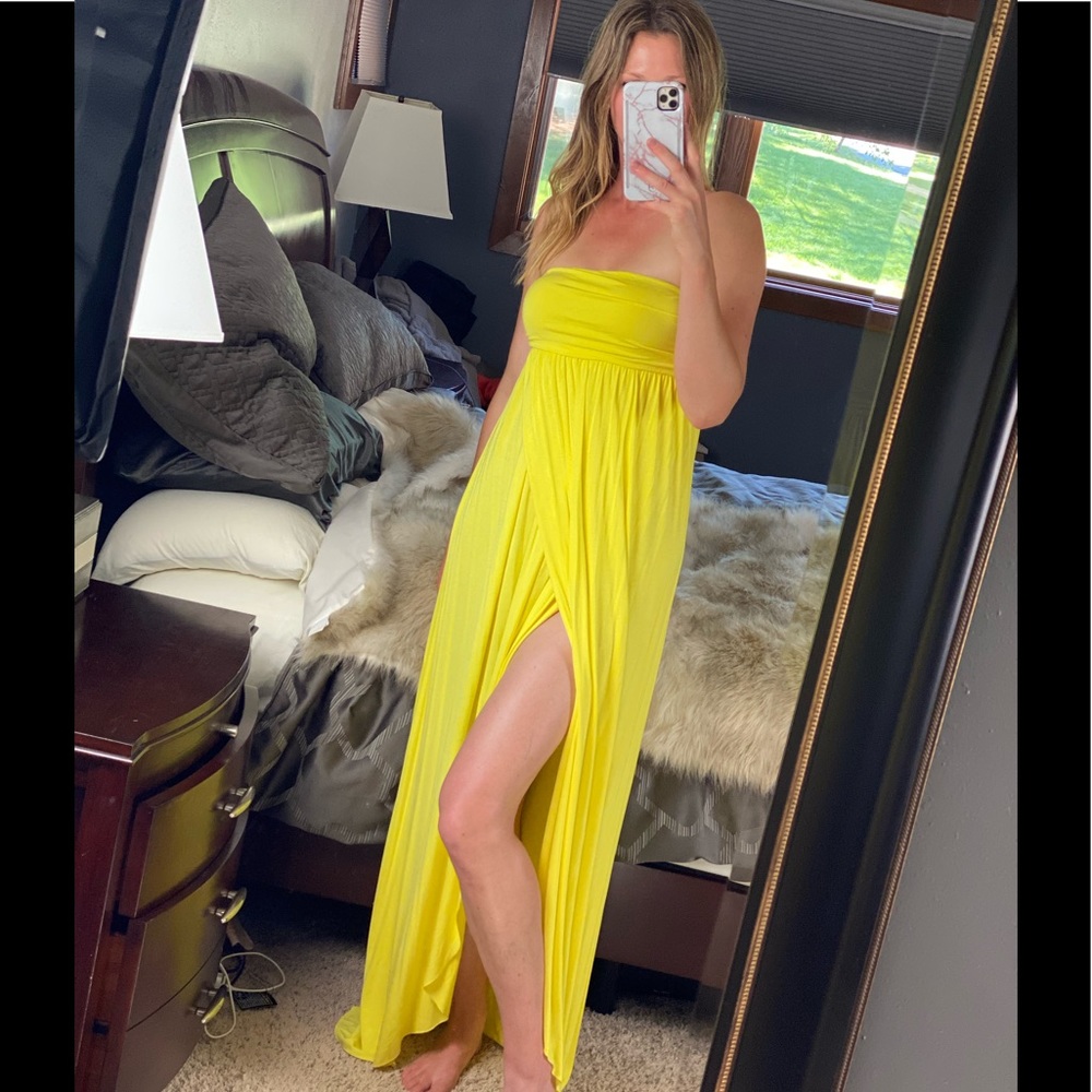 Rachel Pally Yellow Strapless Maxi, Small